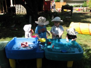 Playing in the yard with my friends Levi and Rami